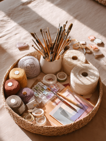 Essential Craft Tools: A Complete Guide for Beginners Essential Craft Tools for DIY projects, including yarn, paint brushes, scissors, and craft supplies