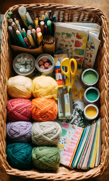 Basic Craft Materials: A Beginner’s Guide to Essential Craft Supplies Basic Craft Materials for beginners in a craft supplies basket