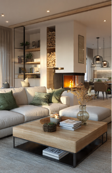 A well-decorated living room showcasing the 7 rules of decorating with proper furniture alignment and balanced interior proportions.