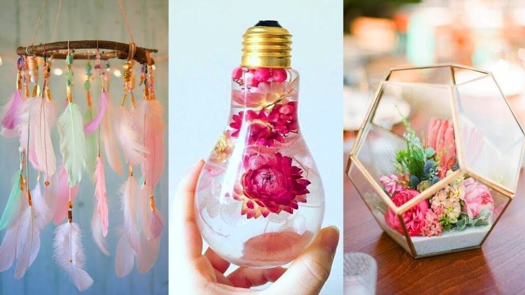 Colorful DIY Craft feather dreamcatcher hanging