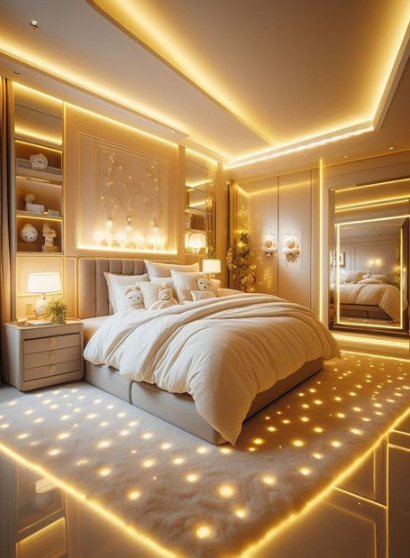 Bedroom makeover ideas on a budget featuring a cozy luxury bedroom with warm lighting and elegant decor