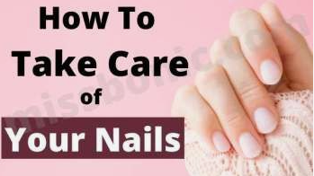 "A close-up image of clean, manicured nails with a subtle polish, featured alongside the text 'How to Take Care of Your Nails' as part of a Sunday beauty reset guide."