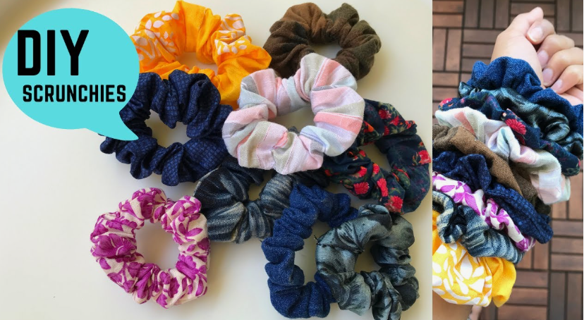 20 DIY Crafts With Old Clothes That Are Easy to Make A collection of colorful fabric scrunchies handmade from scrap fabrics and old garments, showcasing creative DIY crafts with old clothes and hair accessories.