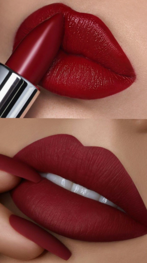 Matte Lipstick Styles in 2026: Modern Looks, Shades & Easy Tips Close-up collage showing bold crimson matte lipstick being applied with a bullet tube in the top panel and a smooth, velvety matte finish on the lips below.