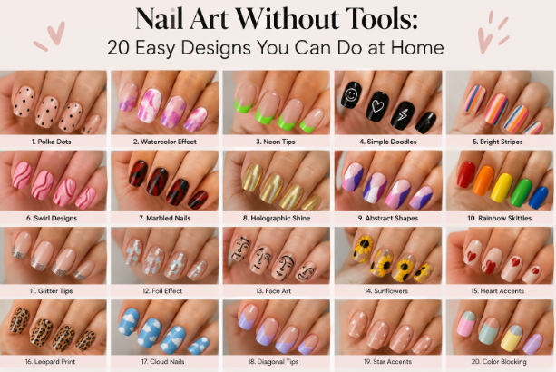 20 easy DIY nail art without tools designs to try at home   