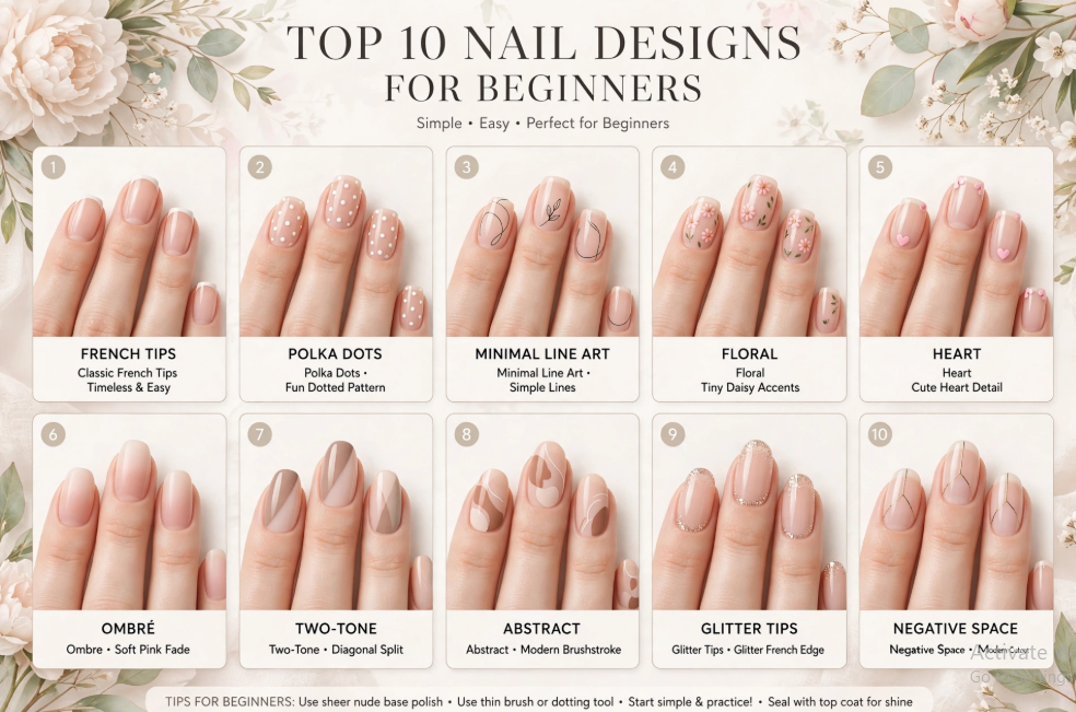 Top 10 easy beginner nail art without tools ideas and simple manicure designs   