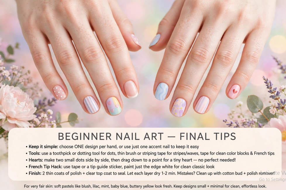 Beginner nail art without tools final tips and easy pastel manicure ideas   