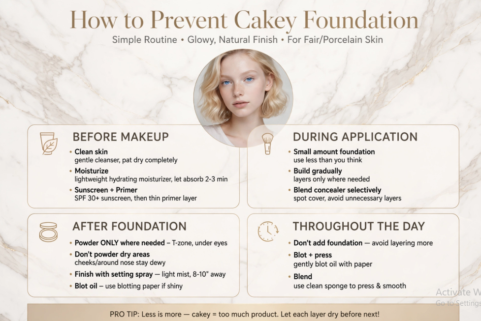 Why Does My Foundation Look Cakey? 9 Mistakes and How to Fix Them Routine guide outlining prep and application tips answering why does my foundation look cakey for a natural finish