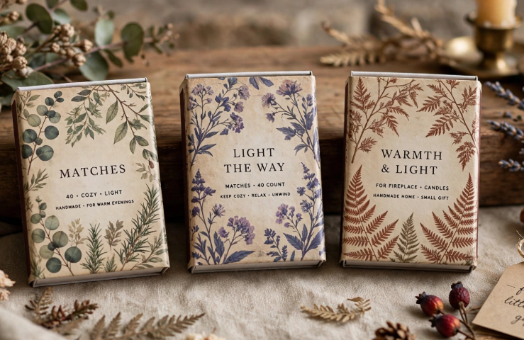 DIY vintage botanical matchbox covers, a simple and aesthetic project for craft ideas for adults.