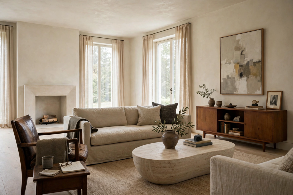 What Are the Current Trends in Luxury Home Design?

Luxury interiors in 2026 are not moving in only one direction.

Several currents are appearing simultaneously:

Warmer, more tactile rooms

Designers are incorporating richer textures, natural materials, and warmer colors rather than relying entirely on cool minimalism.

Sculptural furniture and lighting

Curved silhouettes and statement lighting can provide personality without requiring a heavily decorated room.

More expressive color

Some designers are moving beyond beige and gray toward deeper greens, browns, burgundies, ochres, and other richer tones.

Mixing eras

Vintage and antique pieces are increasingly being paired with contemporary furniture rather than reserving each room for one period.

Craftsmanship over obvious status

Current luxury design is increasingly associated with materials, workmanship, individuality, and longevity rather than simply displaying recognizable expensive items.

The takeaway is that modern luxury doesn't need to look sterile. It can be warm, artistic, colorful, and personal