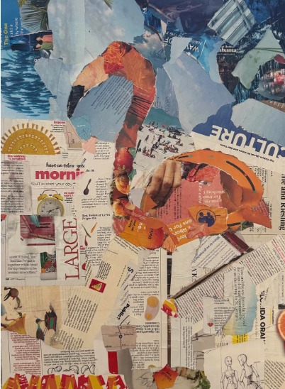 50+ Easy DIY Crafts to Sell and Make Extra Money Easy DIY crafts to sell: A mixed media paper collage artwork featuring a stylized flamingo constructed from cut magazine clippings, text fragments, and patterned print pieces layered over a newspaper and text background.