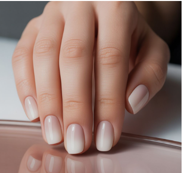 Glossy subtle ombre gradient nails showcasing low-maintenance nail designs.