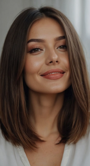 2026 Beauty Trends That Are Actually Worth Trying A close-up portrait of a smiling woman with a sleek shoulder-length bob haircut and glowing, natural makeup, highlighting chic 2026 beauty trends for everyday elegance.